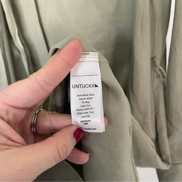 Untuckit Olivia Green Belted Shirt Dress Regular - Picture 4 of 6